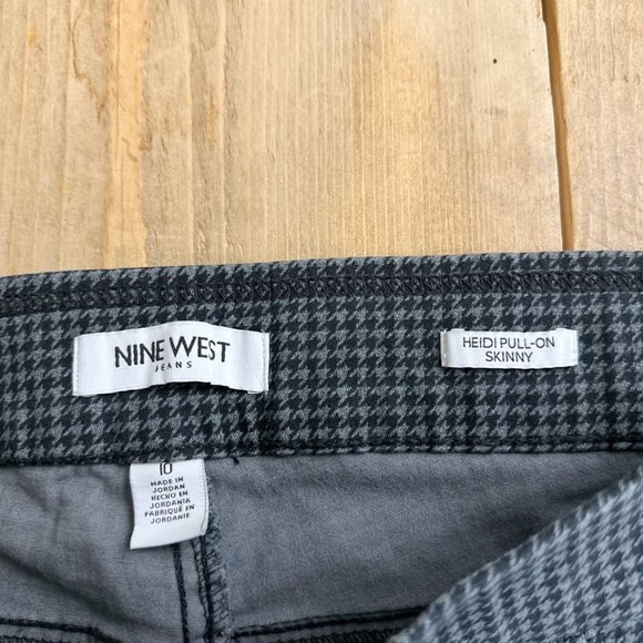 Nine West Jeans Houndstooth Leggings Gray Black Heidi Pull-On Skinny 10‎ - Picture 3 of 6